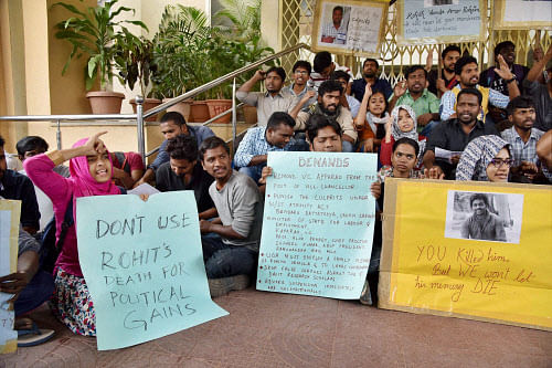 Academic and administrative activities had come to a stand-still in HCU from January 18, a day after Rohith's suicide, with agitating students spearheading protests seeking justice for him. PTI file photo
