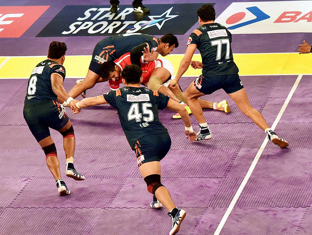 Delhi with the first win in the very first match of the second leg has seven points whereas Bengaluru Bulls remain on 13 points in nine matches. pti file photo