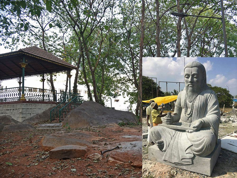 new attractions: The rock garden in front of the Legislators' Home is being developed as Valmiki Tapovana. A statue of Valmiki will be installed there soon. DH Photos