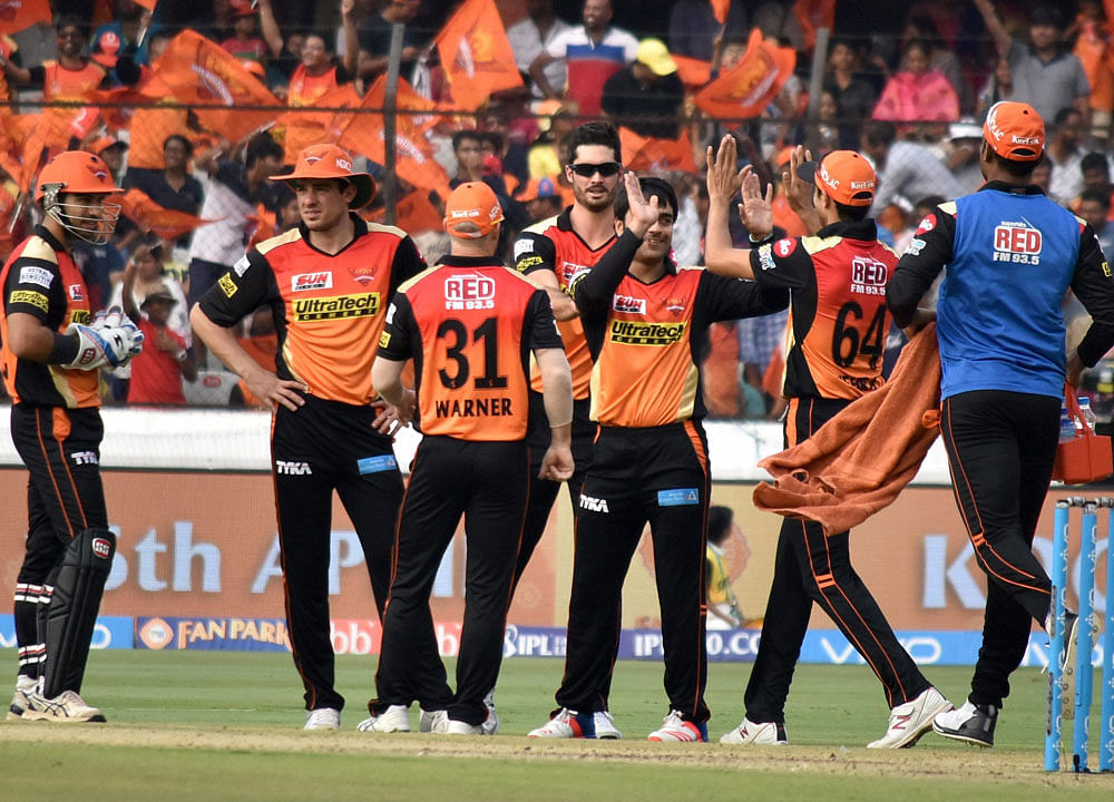Sunrisers Hyderabad won the toss and put Kolkata Knight Riders in to bat in their IPL match. PTI