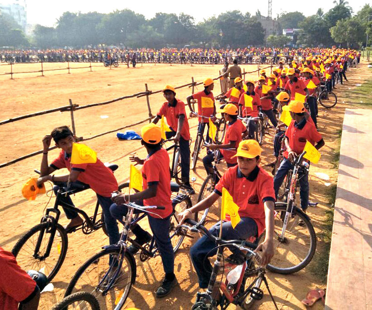 As part of Hampi Utsav, a bicycle and bike rally was held on Thursday.