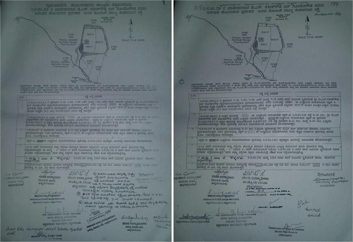 The plan containing the signature (left) showing remarks by G Venkatesh. The tampered document (right).