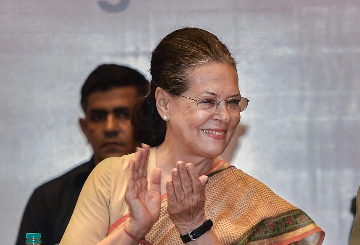 Congress president Sonia Gandhi may address a few rallies in Telangana where the party has aligned with the TDP, CPI and a regional outfit to take on TRS supremo and Chief Minister K Chandrasekhar Rao. (PTI File Photo)
