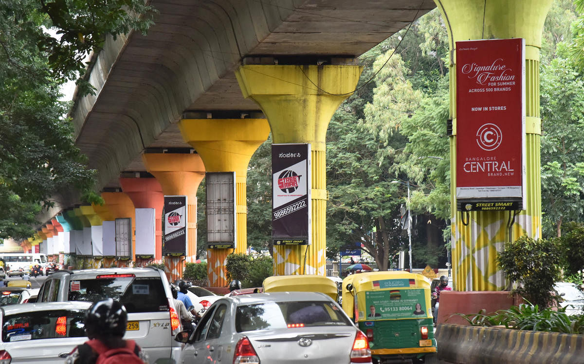 The high court is hearing a PIL petition for removal of all flex boards and hoardings in the city. DH file photo