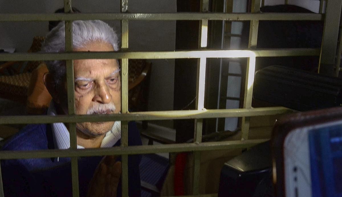Poet-Social activist Varavara Rao as he returns home to be placed under house arrest. PTI file photo