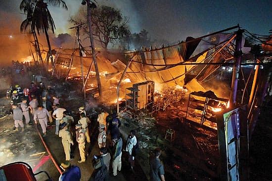 Fire at the All India Industrial Exhibition at the Nampally grounds in Hyderabad