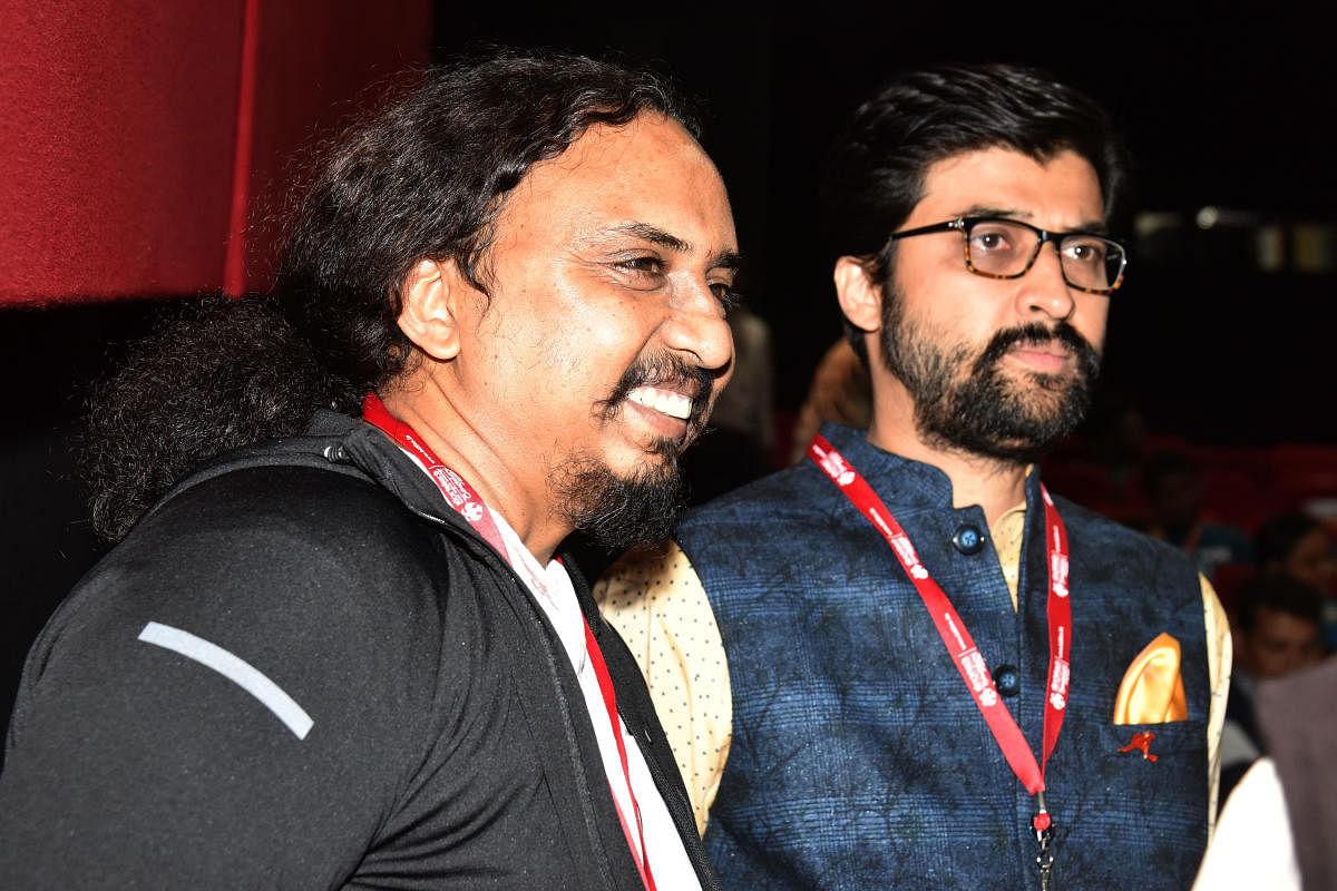 Prasad Sutar, co-founder VFX Supervison, and Srinivas Sribhakta, director, Purple Arrows Films, at the Bengaluru International Film Festival on Saturday. DH PHOTO/S K DINESH