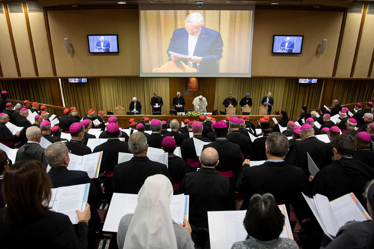 Pope Francis is seen as the four-day meeting on the global sexual abuse crisis takes place at the Vatican. (Reuters Photo)