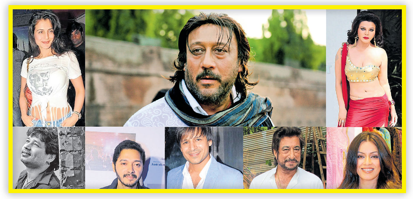 (Top row, from left) Ameesha Patel, Jackie Shroff and Rakhi Sawant and (bottom row) Kailash Kher, Shreyas Talpade, Vivek Oberoi, Shakti Kapoor and Mahima Chaudhary allegedly had no qualms about using their social media accounts for paid political canvassing.