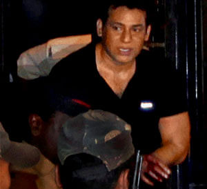 Gangster Abu Salem being taken to a hospital after he was attacked in Taloja jail near Navi Mumbai on Thursday night. PTI Photo