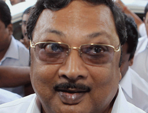 DMK president M. Karunanidhi's son M.K. Alagiri, who has been suspended from the party, Tuesday refuted charges of violating the party code of conduct, and dramatically declared that he only wished his father's tears fall on his dead body. PTI photo