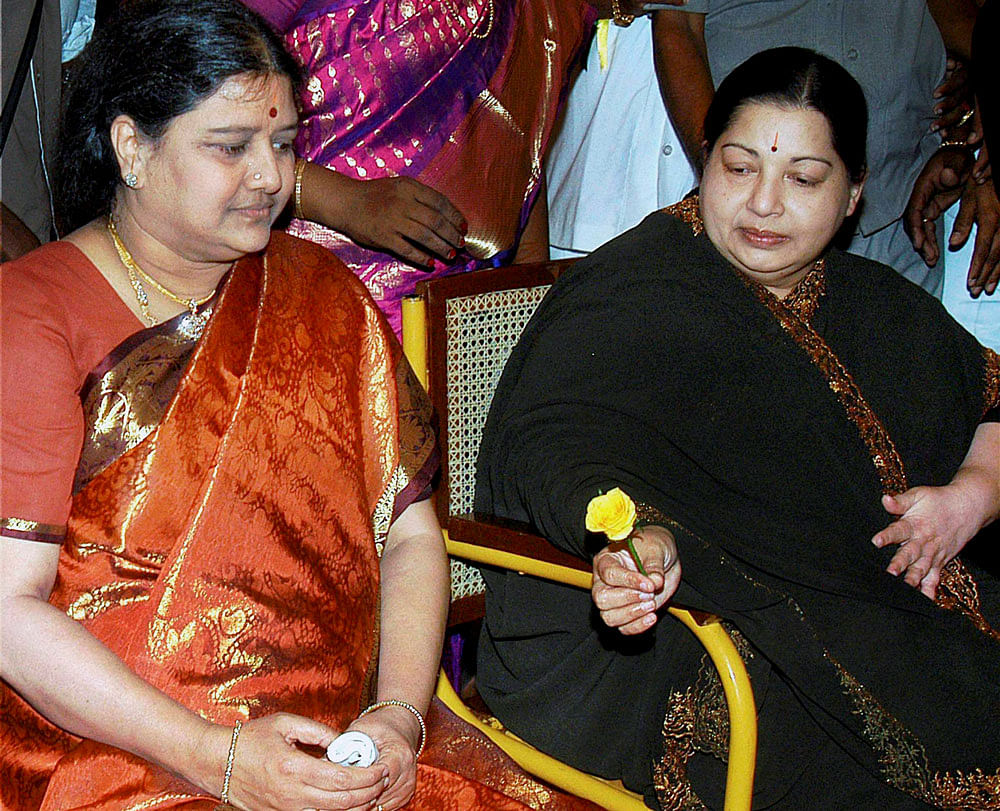 In a message to party workers, Sasikala, serving a jail term in connection with a Disproportionate Assets case, urged them to tirelessly serve the public and uphold Jayalalithaa's fame. PTI file photo