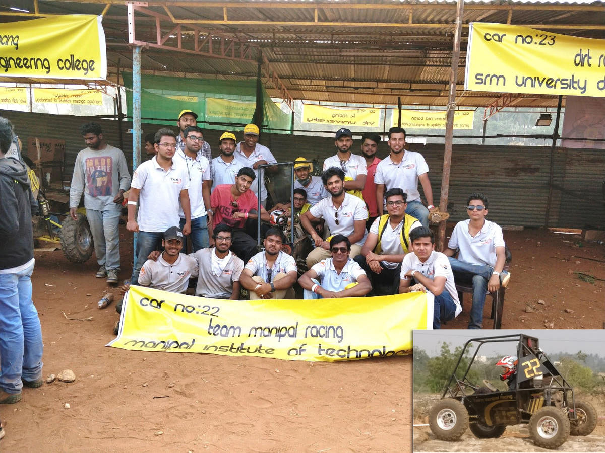 Team Manipal Racing of the Manipal Institute of Technology with their All-terrain Vehicle (inset).
