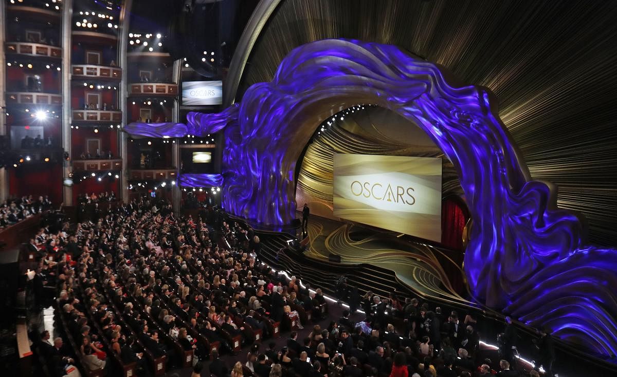 The Oscars stage before the start of the show. (Reuters Photo)