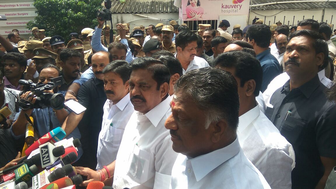 Palaniswami after visiting Karunanidhi at Kauvery Hospital told reporters that the DMK chief's health condition is stable.