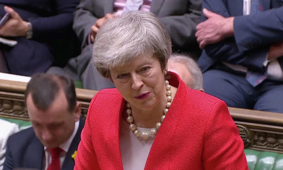 Screen grab of Britain's Prime Minister Theresa May speaking in Parliament, London. (Reuters TV via REUTERS)