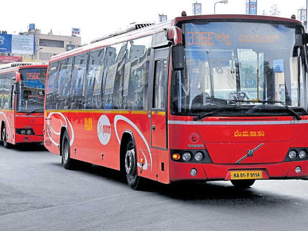 A BMTC bus driver and conductor were assaulted by three bike-borne men after the driver questioned the men for intercepting the bus. DH file photo