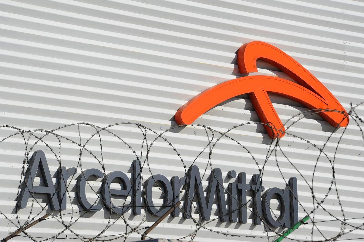 A file photo shows the logo of Arcelor Mittal as its steel plant in Villaverde, near Madrid. AFP