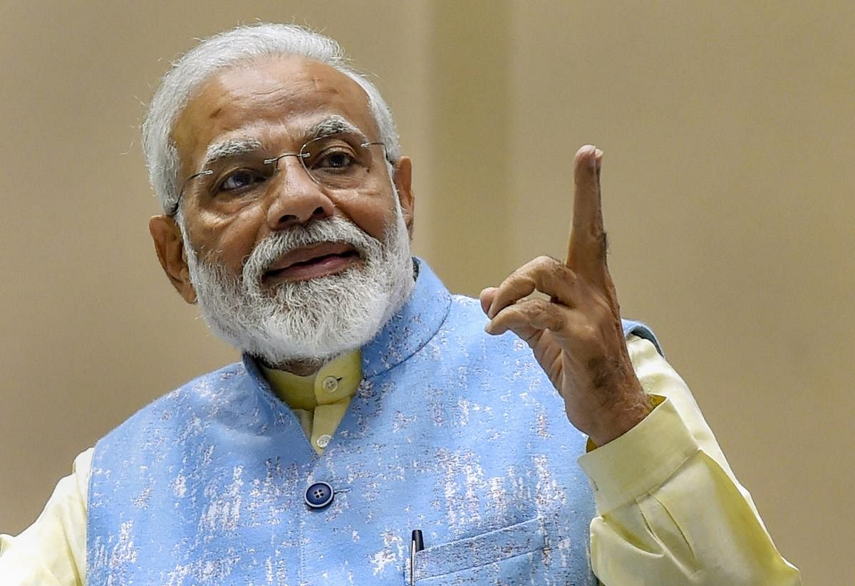The prime minister also said 2014 was a mandate for fulfilling people's necessities while the 2019 election will be about fulfilling people's aspirations. (PTI Photo)