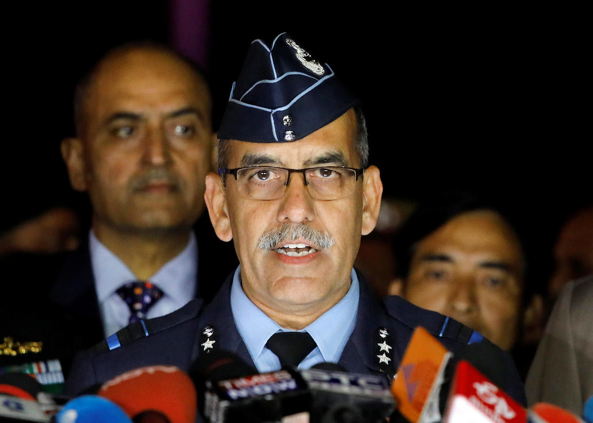 India's Air Vice-Marshal R.G.K Kapoor speaks to the media in the lawns of India's Defence Ministry in New Delhi. Reuters photo