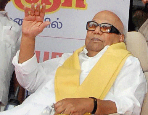 The action comes in the wake of a controversial poster being pasted by supporters of Karunanidhi's Madurai-based son M K Alagiri in that town, making critical remarks in the context of the party's general council held last month here. Alagiri did not attend the December 15 meeting. PTI photo