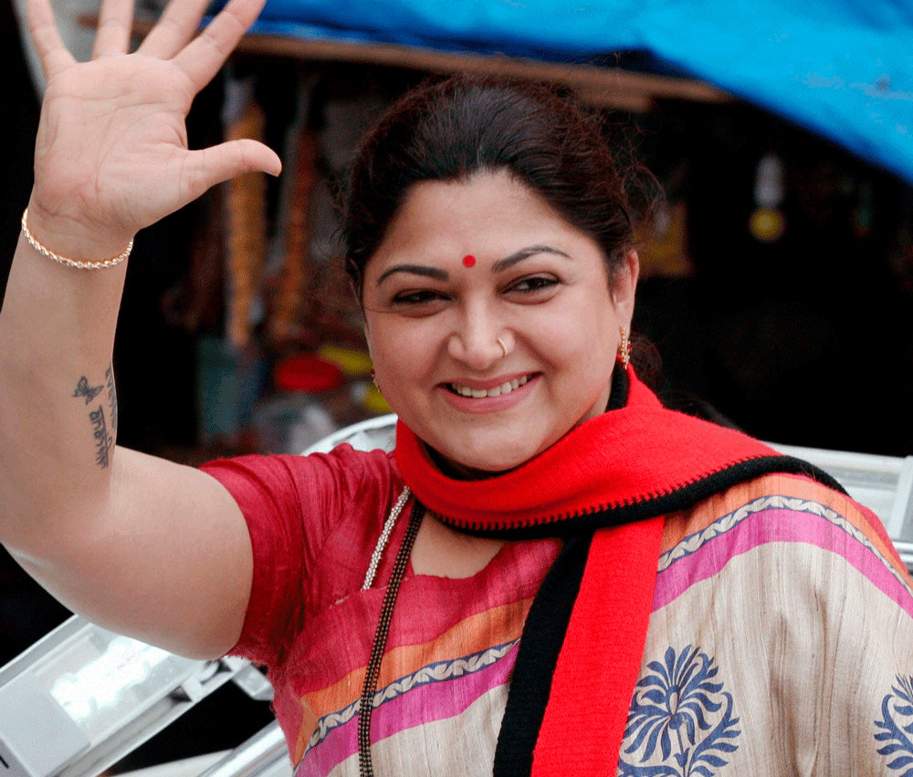 Actor Kushboo Sundar, a prominent face of DMK, today quit the party sulking over being sidelined, saying her hard work continued to be an one-way path. PTI photo