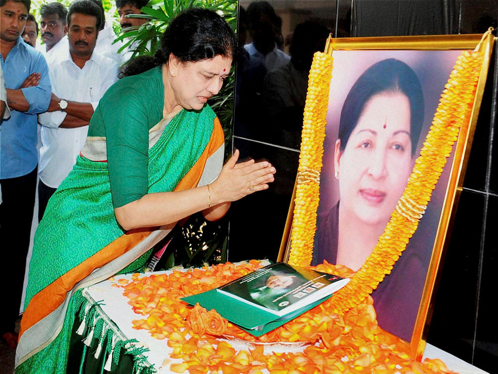 V K Sasikala has been Jayalalithaa's closest aide since the 1980s. She has been taking care of party affairs, although she never held any formal position in the AIADMK before Jayalalithaa's death. PTI file photo