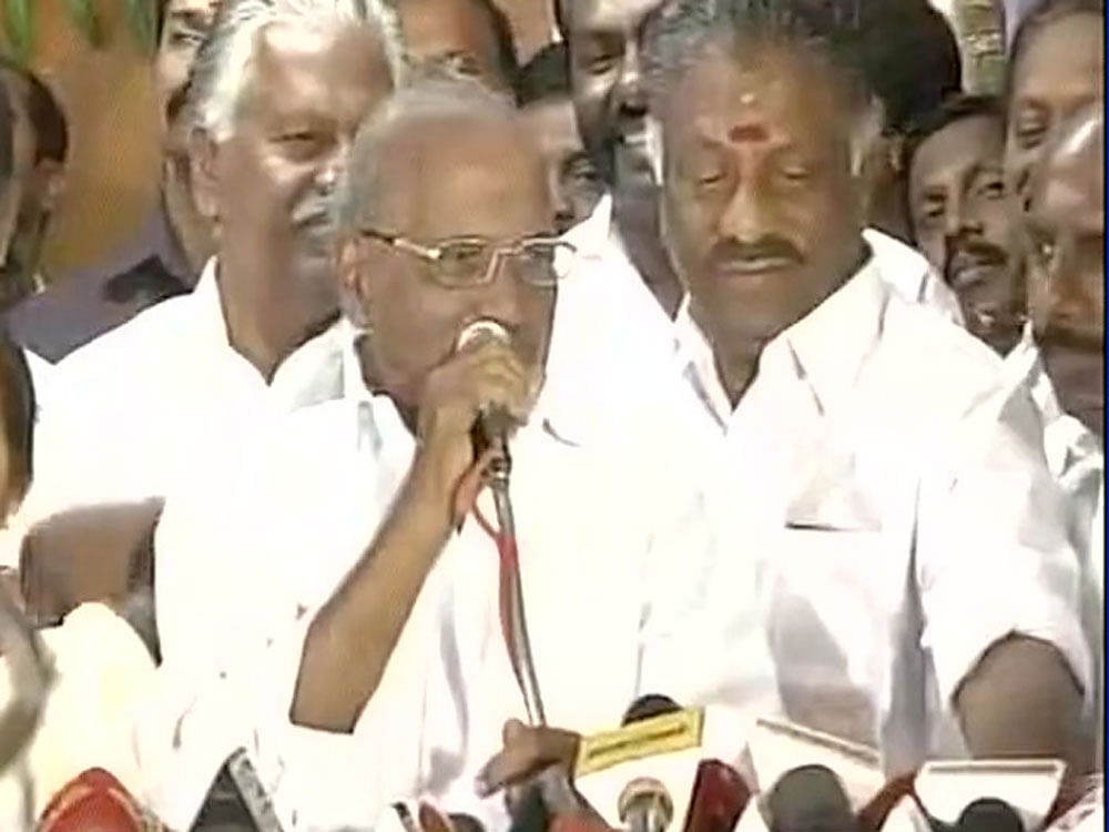 Flanked by a smiling Panneerselvam and other leaders, Madusudanan announced that an election will soon be held for the post of party general secretary, adding the chief will be elected by the party cadres. ANI