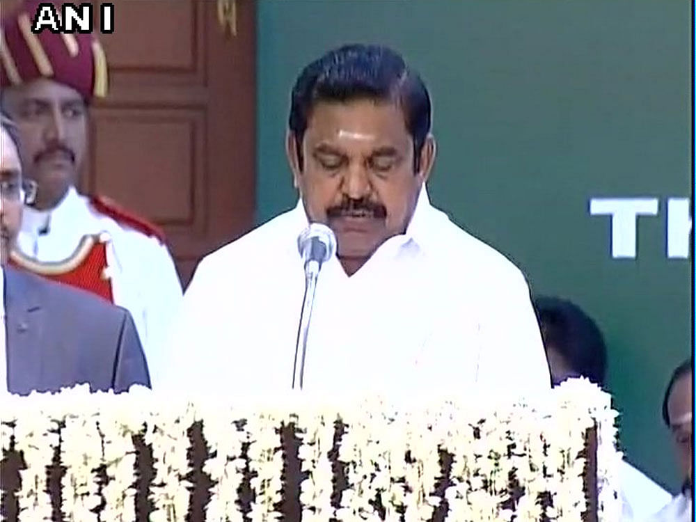 Palaniswami is the third person to occupy the top post in the last nine months. Image: ANI Twitter