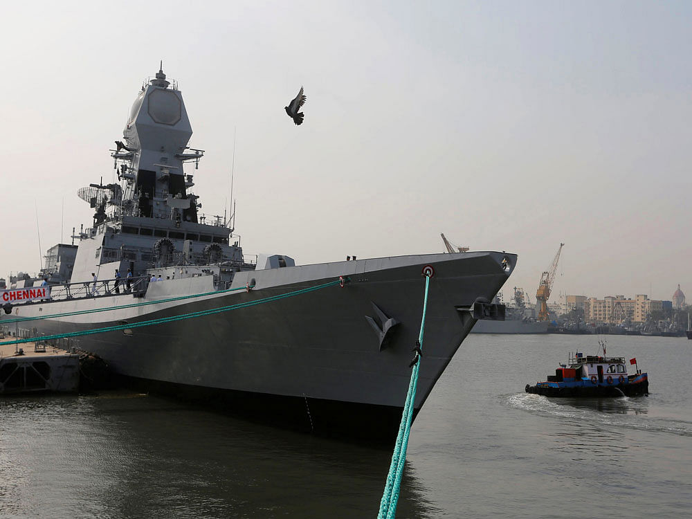 The Day at Sea organised by the Navy follows the formal dedication of the indigenously designed guided missile destroyer INS Chennai to the city by Chief Minister K Palaniswami yesterday. reuters file photo