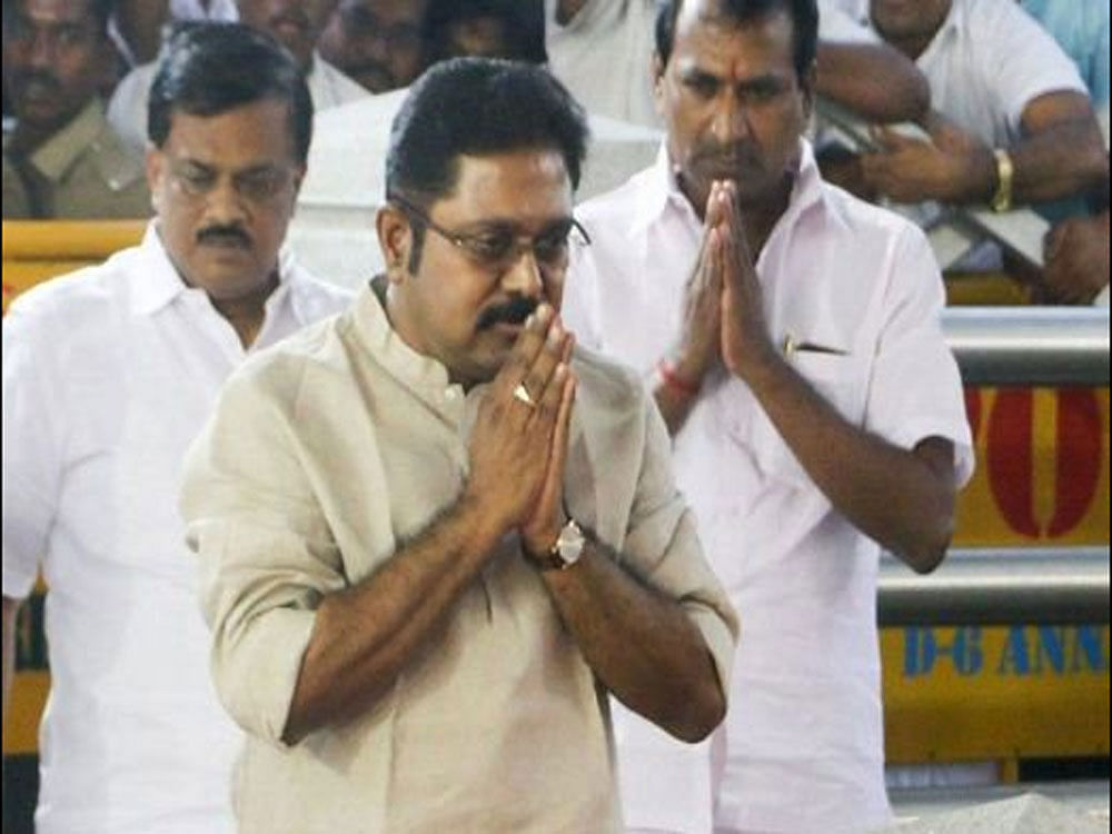 Dhinakaran, who was expelled from the AIADMK by Jayalalithaa, was reinducted by Sasikala and appointed the party's deputy general secretary just before she proceeded to Bengaluru.