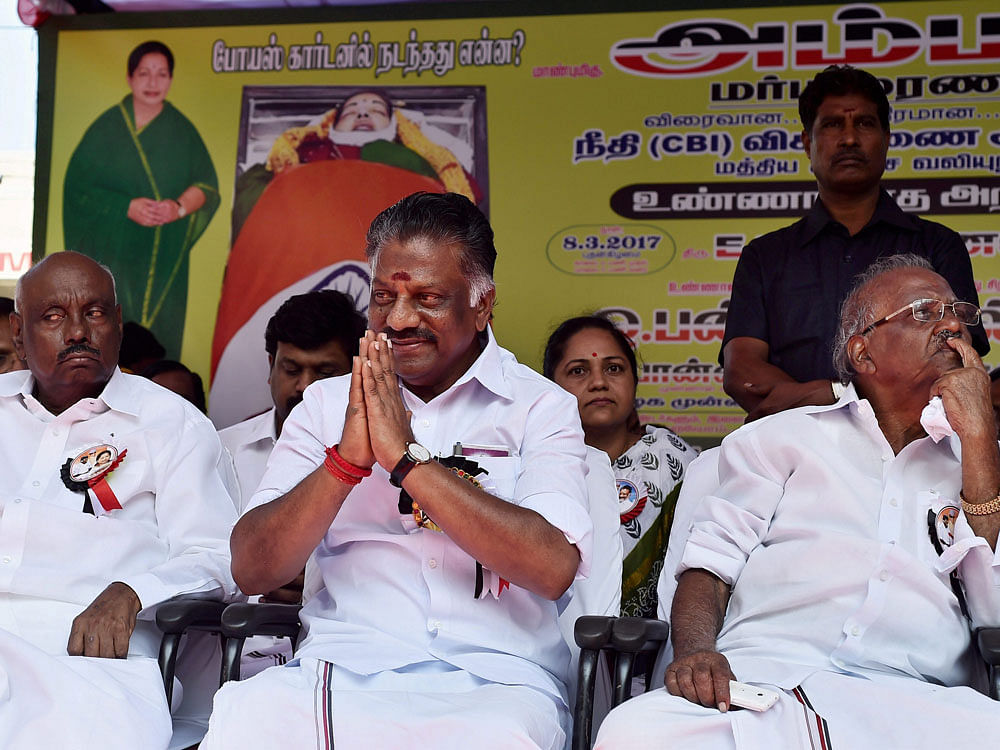 Panneerselvam also accused finance minister D Jayakumar of not disclosing the name of Sasikala when he announced the ouster of Dhinakaran and his family members from the party on Tuesday night. Photo Credit: Press Trust of India