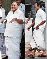 M K Stalin and M K Azhagiri at party chief and Tamil Nadu Chief Minister M Karunanidhis residence in Chennai in this May 22, 2009 photo. PTI
