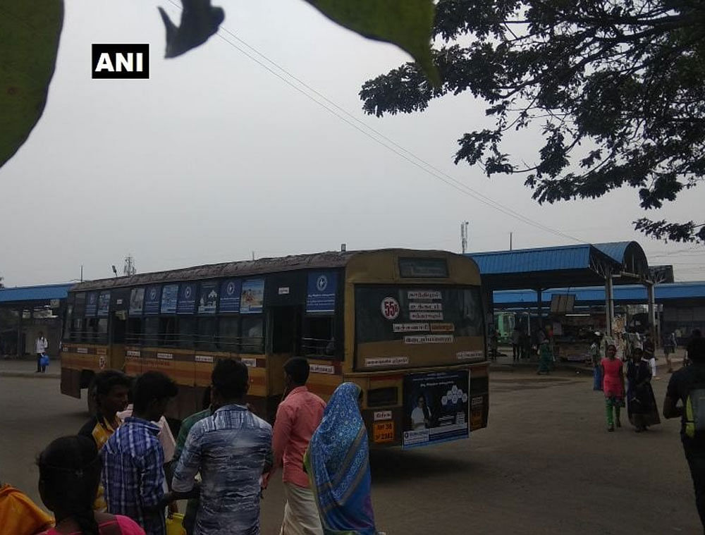 Bus services returned to normalcy in Tamil Nadu after an 8-day-long strike. ANI/twitter.