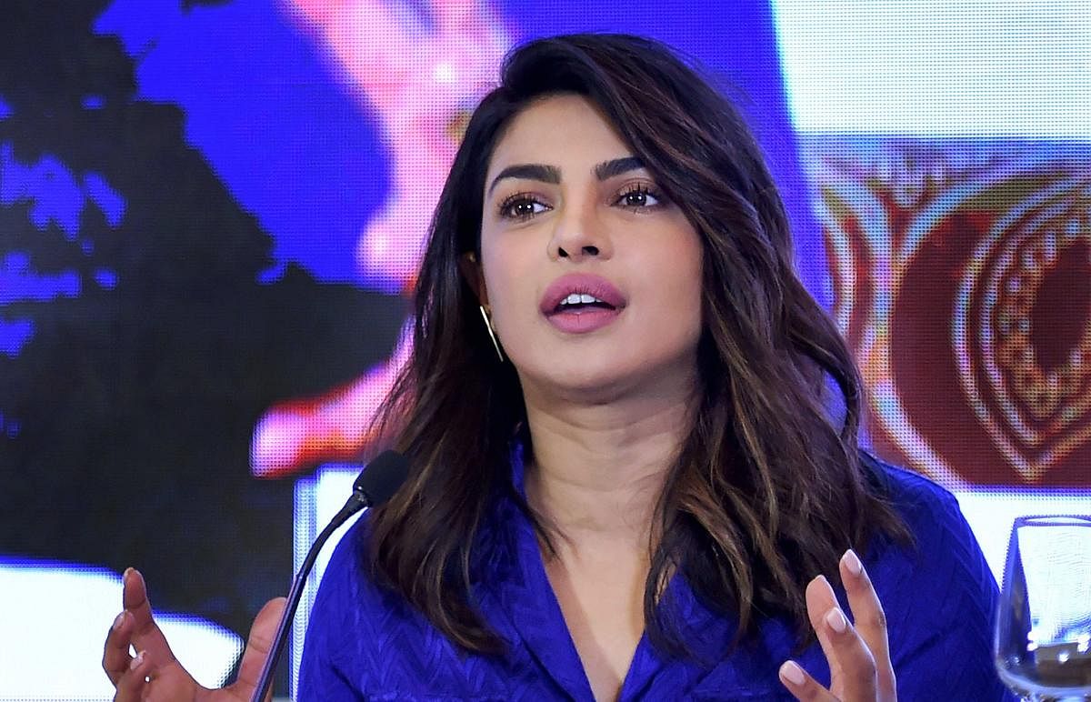New Delhi: Bollywood actor Priyanka Chopra speaks on the importance of child education in rural India during a UNICEF forum event in New Delhi, on Wednesday. PTI Photo by Arun Sharma(PTI4_11_2018_000086B)