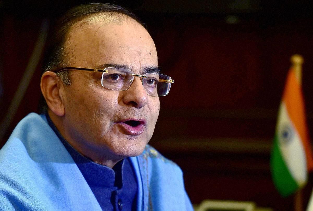 New Delhi: Union Finance Minister Arun Jaitley delivers his press statement at his office in North Block in New Delhi on Monday.PTI Photo by Manvender Vashist(PTI12_19_2016_000245A)fm