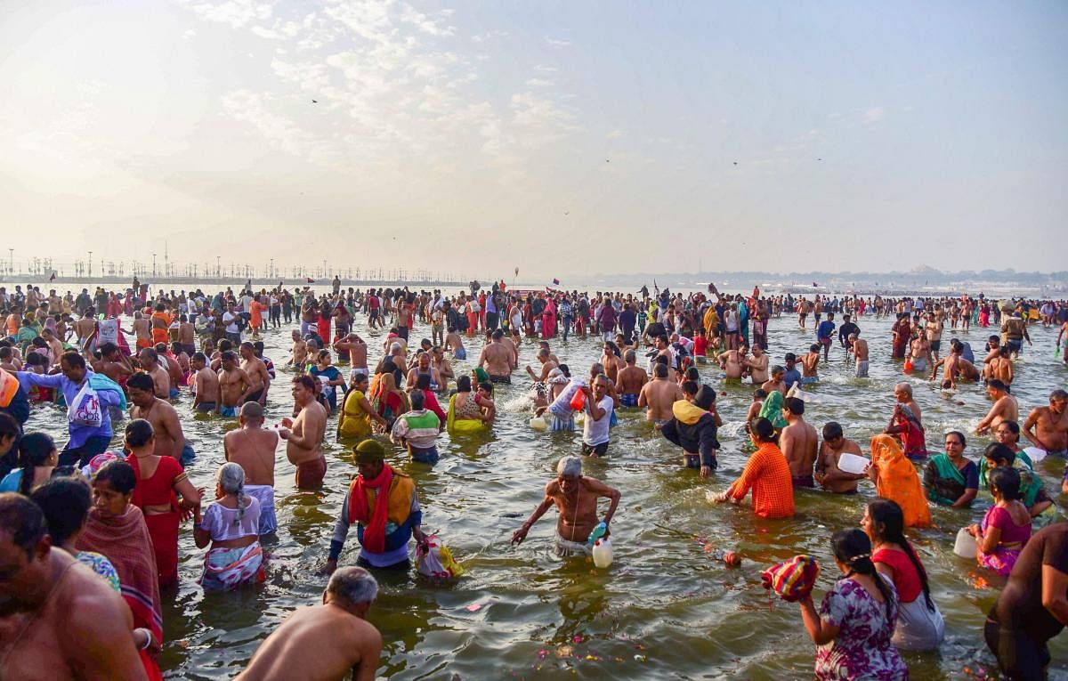 The Kumbh Mela, one of the largest religious gatherings in the world, held in Uttar Pradesh's Allahabad from January 15 on Makar Sankranti to March 4 this year. (PTI File Photo)