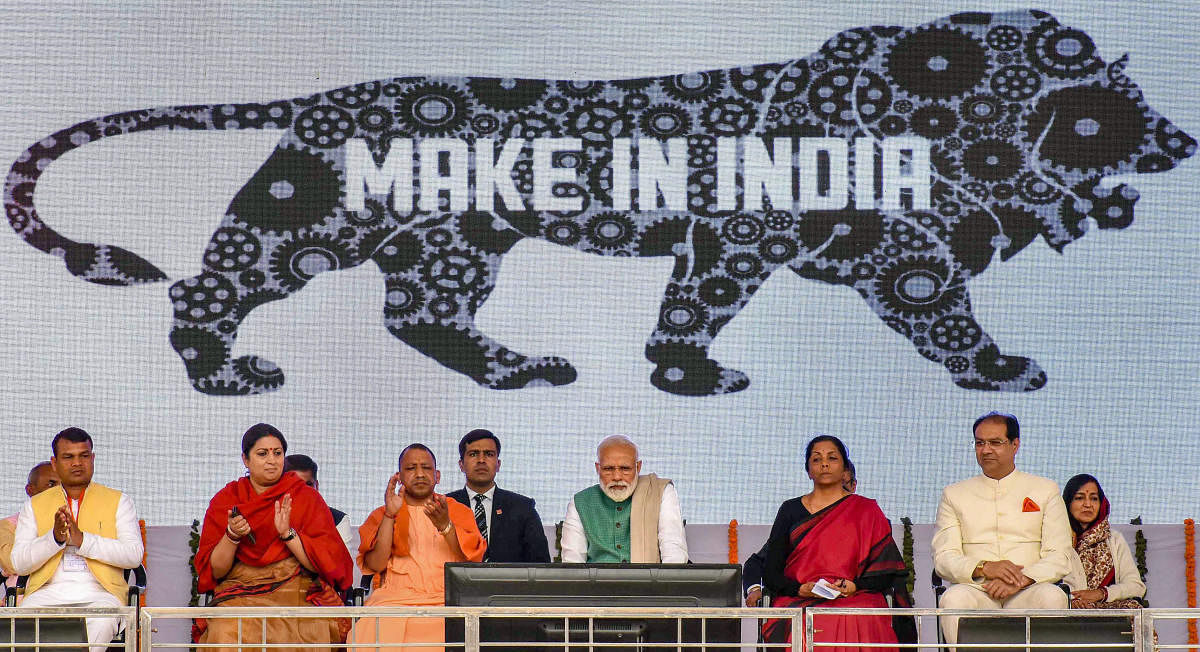  Prime Minister Narendra Modi at a public rally to launch a Kalashnikov rifles manufacturing facility and launches several development projects in Amethi. PTI