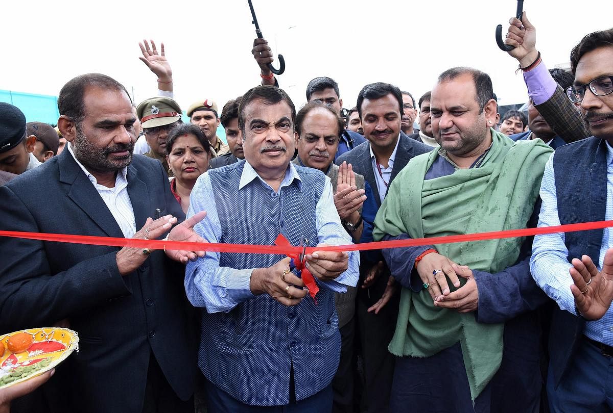 Union Minister for Road Transport &amp; Highways, Shipping and Water Resources, River Development &amp; Ganga Rejuvenation Nitin Gadkari inaugurates the Dhaula Kuan Flyover, in New Delhi, Saturday, March 2, 2019. (PIB/PTI Photo)