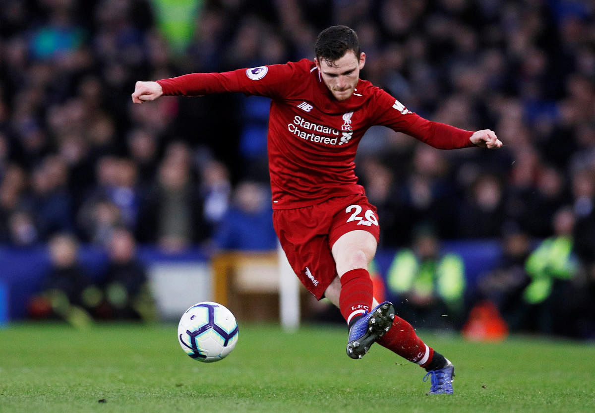 OPTIMISTIC: Liverpool's Andrew Robertson said his side will fight till the final game of the Premier League after squandering their top spot on table. Reuters