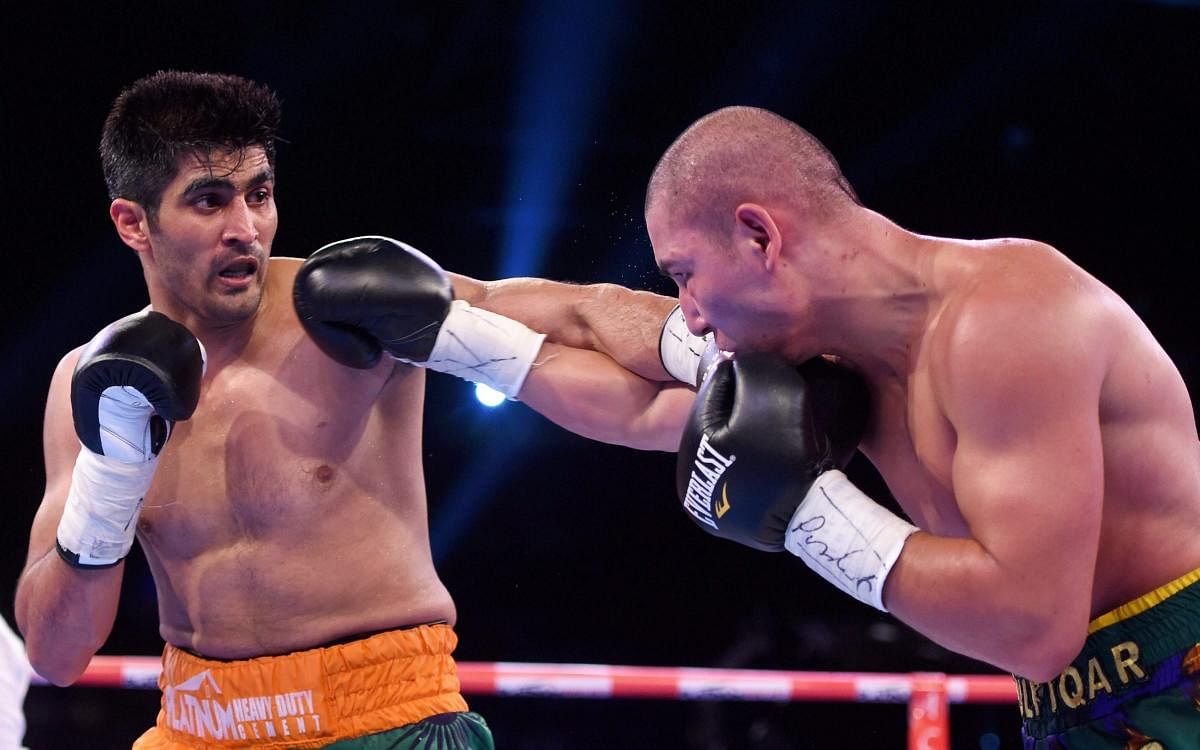 Indian boxer Vijender Singh will be targetting his third professional title. PTI FILE PHOTO  
