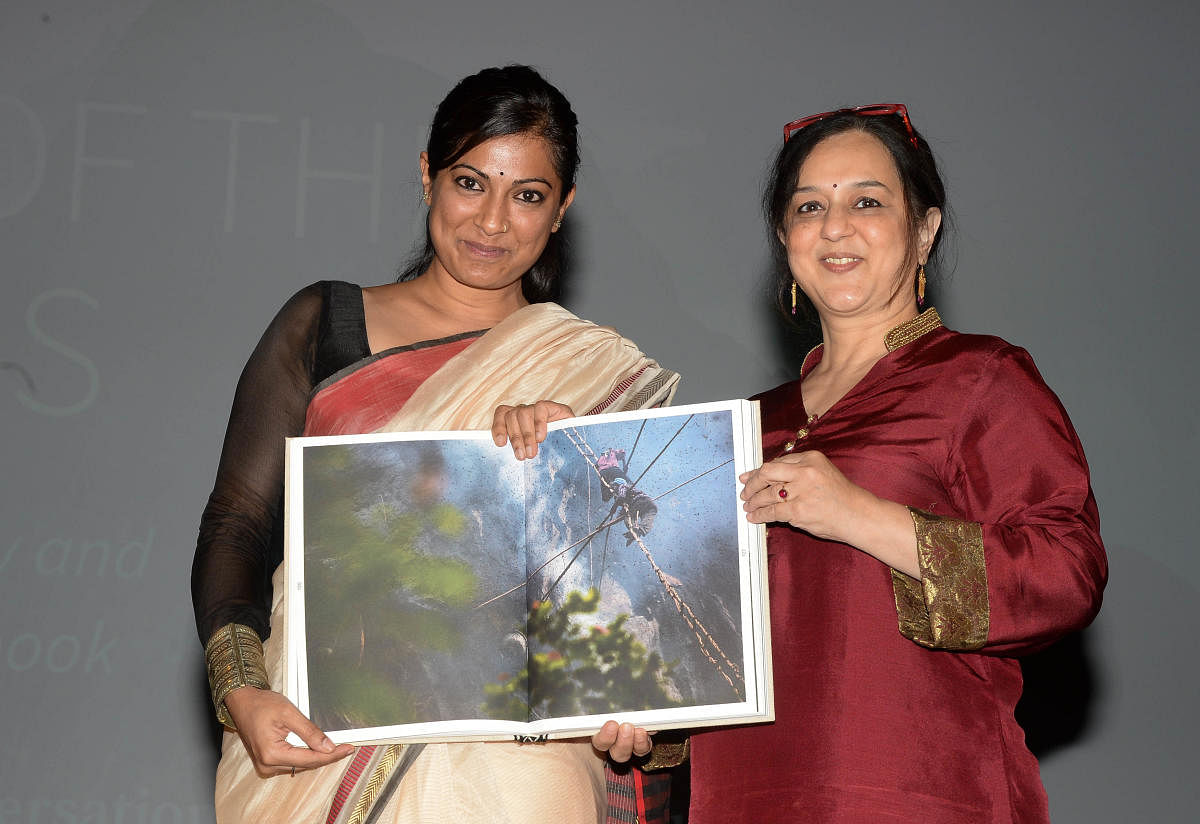 Ramya Reddy (left) and Rohini Nilekani at Bangalore International Centre on Tuesday. Ramya says research was the most difficult part of writing the book.