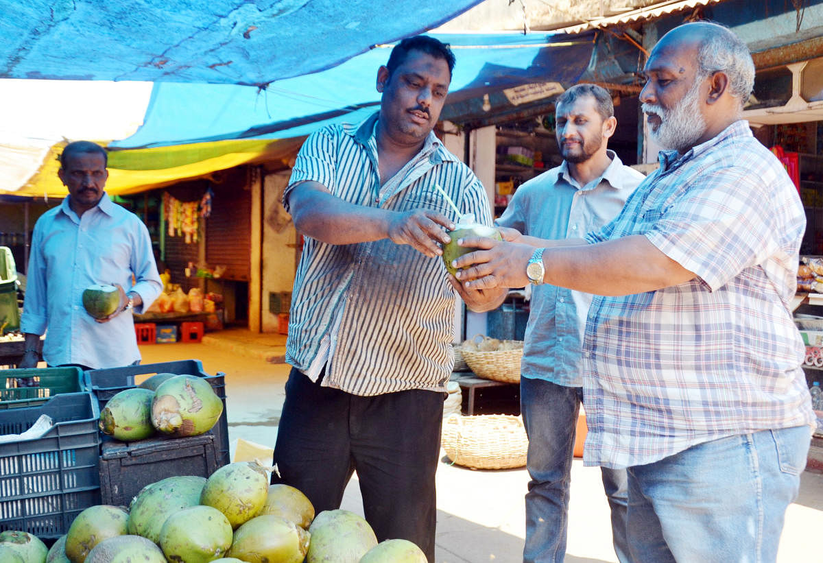 People have been thronging tender coconut stalls to beat the heat.
