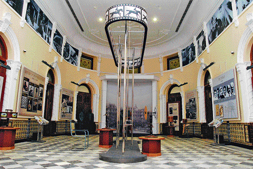 Interiors of the National Museum of Indian Cinema on Peddar Road in Mumbai. (Below) A view of the building from outside. PIB