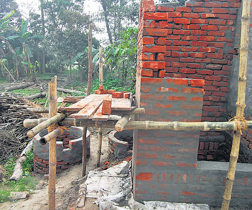 A toilet under construction in Bihar's Sheohar district.