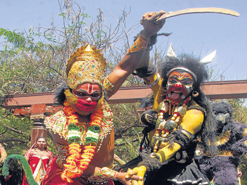 Ramayana being played during Suggi Huggi festival. DH photo