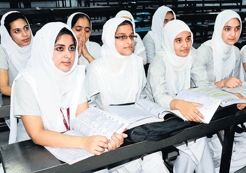 Kashmiri girls attend classes in a coaching centre in Kota in Rajasthan.