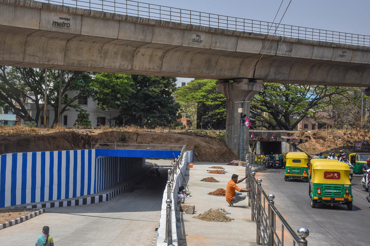 The railway underpass at Srirampuram connects Malleswaram to Rajajinagar, Gayatrinagar and Srirampuram. DH Photo/S K Dinesh