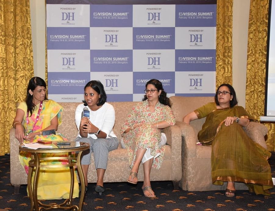 (L-R) Chitra Hariharan, Swapna Gupta, Madhavi Rao and Poornima Shenoy at the ‘Women in Tech’ panel discussion with Deccan Herald recently.