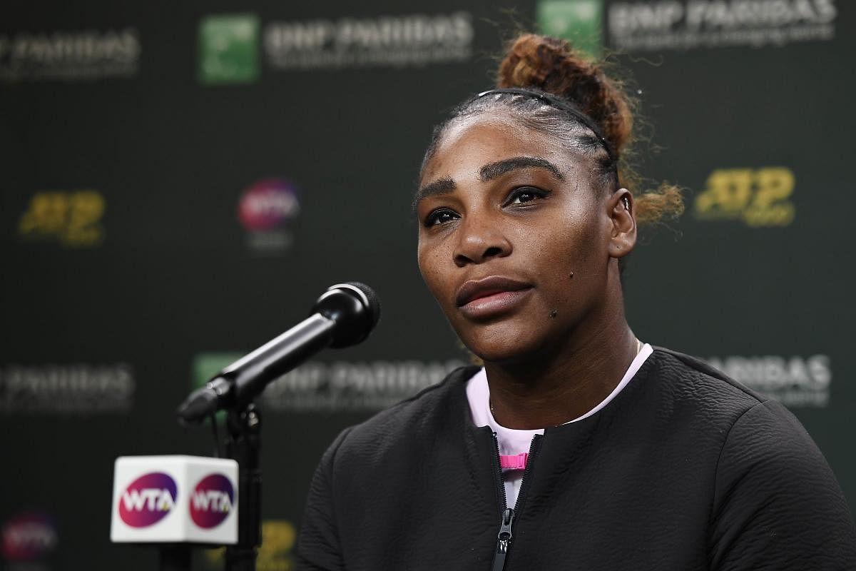 Serena Williams during a press conference at the Indian Wells Masters. AFP File Photo